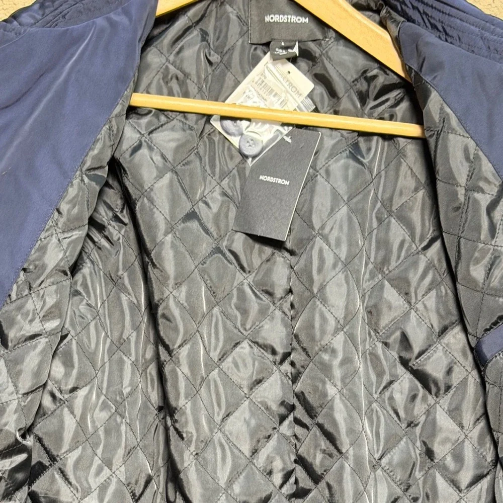 Nordstrom Car Coat Mens Large NO475433MN Navy Night Quilted Lining NEW